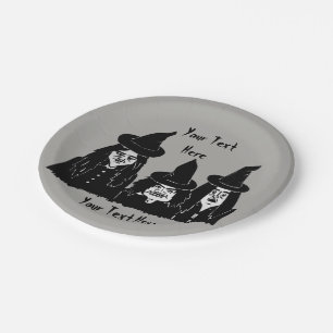 Assiettes En Carton amusement effrayant Halloween de sorcières noires