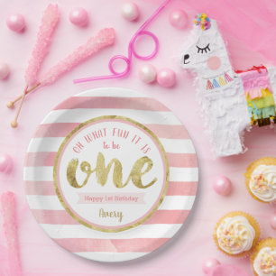 Assiettes En Carton Amusement pour être un rose et or Premier annivers