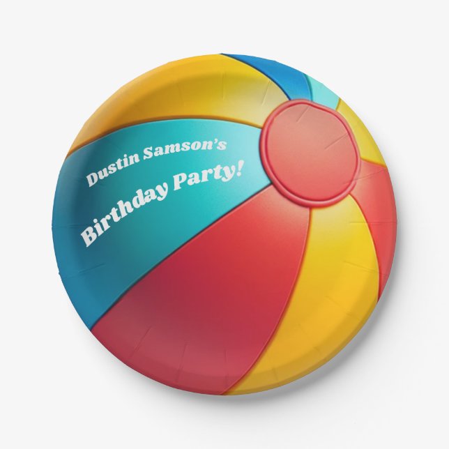 Assiettes En Carton Amusement Summer Beach Ball Volley Anniversaire (Devant)