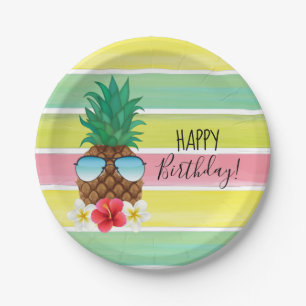 Assiettes En Carton Ananas avec lunettes de soleil
