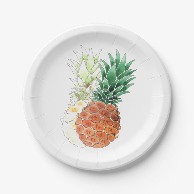 Assiettes En Carton Ananas, couple doux. (Devant)