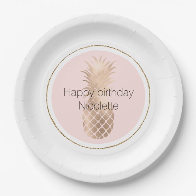 Assiettes En Carton Ananas en verre d'or (Devant)