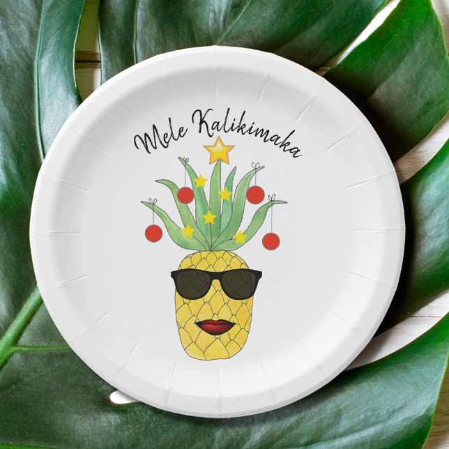 Assiettes En Carton Ananas Mele Kalikimaka (Créateur téléchargé)