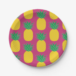 Assiettes En Carton Ananas rose Tropical