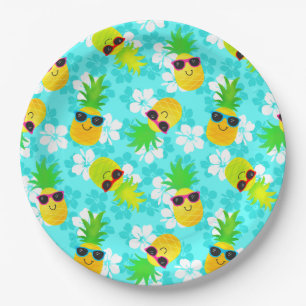 Assiettes En Carton Ananas tropicaux en été amusant