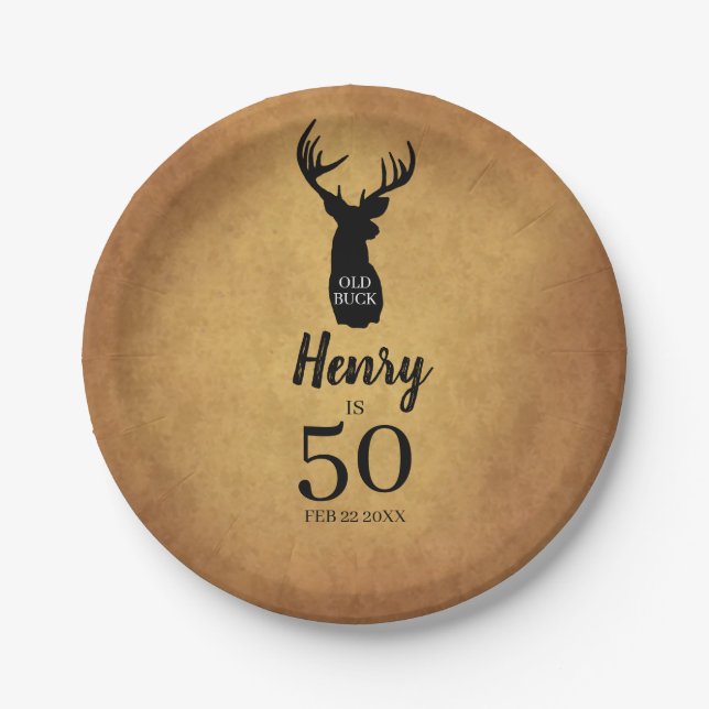 Assiettes En Carton Ancien Buck 50e Anniversaire Plaques papier fête (Devant)