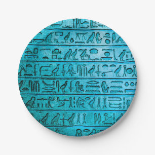 Assiettes En Carton Ancien Hiéroglyphes égyptiens Plaques de papier bl