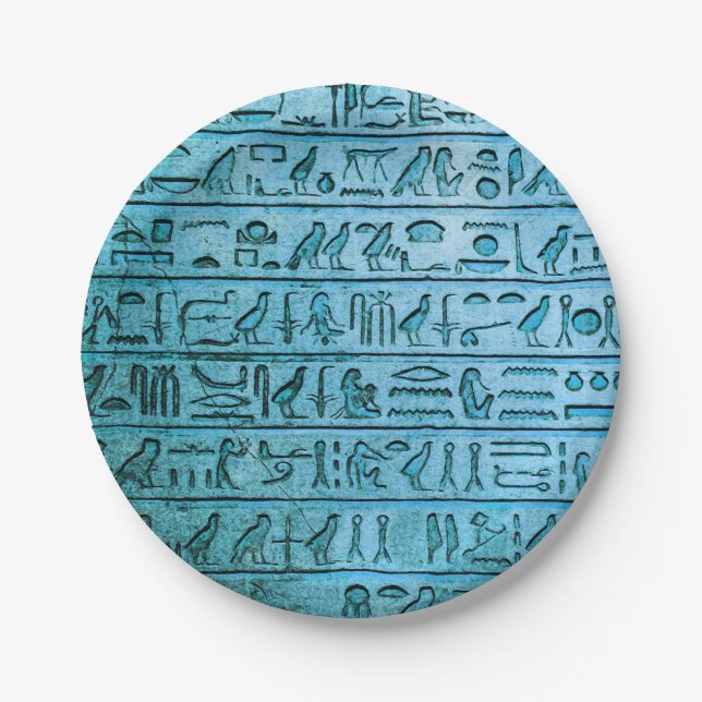 Assiettes En Carton Ancien Hiéroglyphes égyptiens Plaques de papier bl (Devant)