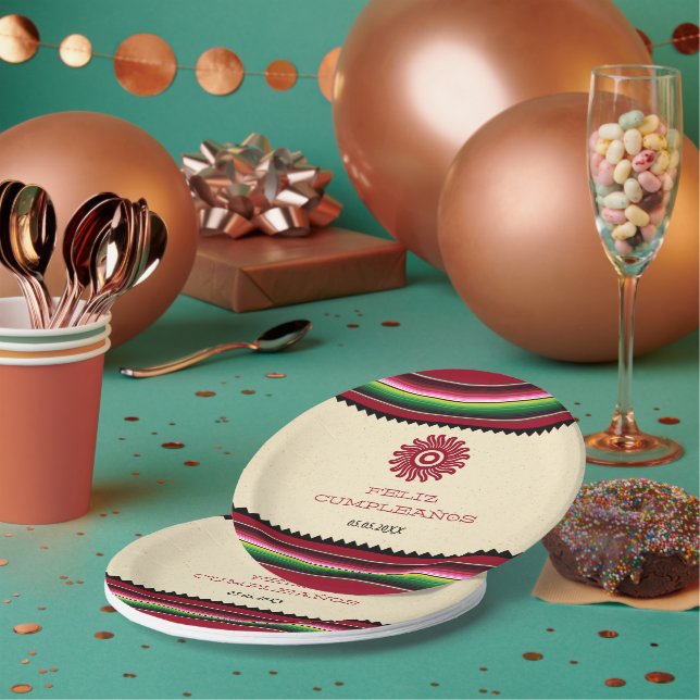 Assiettes En Carton Ancien Mexicain Sun Serape Cinco de Mayo Party (Multi)