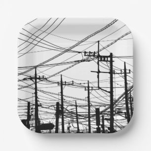 Assiettes En Carton Ancien téléphone et lignes électriques