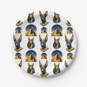 Assiettes En Carton Ancienne Egypte Pyramide Anubis Motif Design