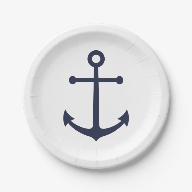 Assiettes En Carton Ancre bleue marine (Devant)