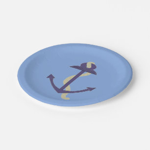 Assiettes En Carton Ancre bleue marine