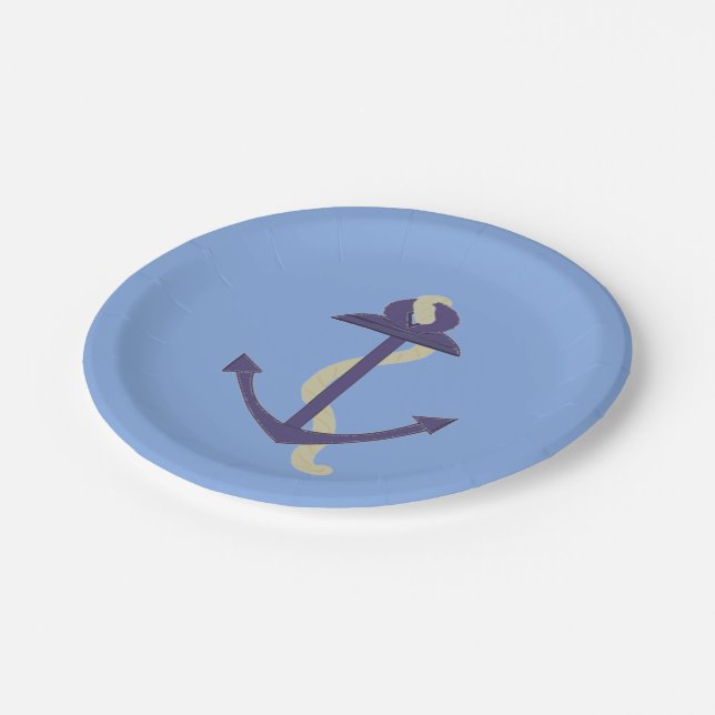 Assiettes En Carton Ancre bleue marine (Angle)