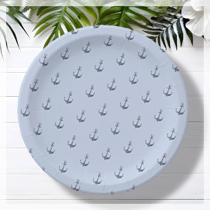 Assiettes En Carton Ancre Blue Sailing Theme   BABY SHOWER