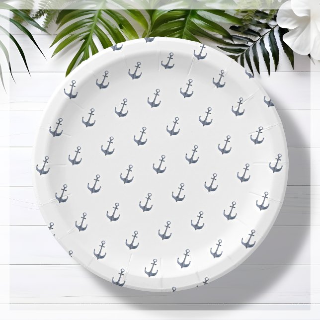 Assiettes En Carton Ancre Blue Sailing Theme | BABY SHOWER (Créateur téléchargé)