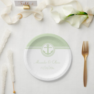 Assiettes En Carton Ancre marine verte à la menthe