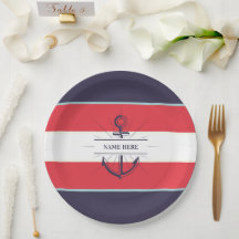 Ancre nautique Marine Bleu Rouge Blanc