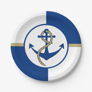 Assiettes En Carton Ancre orientée nautique de bateau