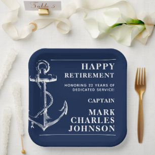 Assiettes En Carton Ancre Retraite de la Marine