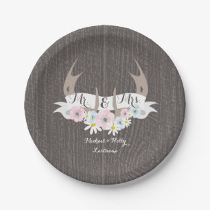Assiettes En Carton Andouillers floraux + Mariage de Barnwood
