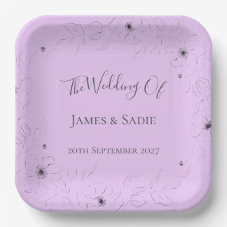 Assiettes En Carton Anéone sur plaque Carré Lilac 9"