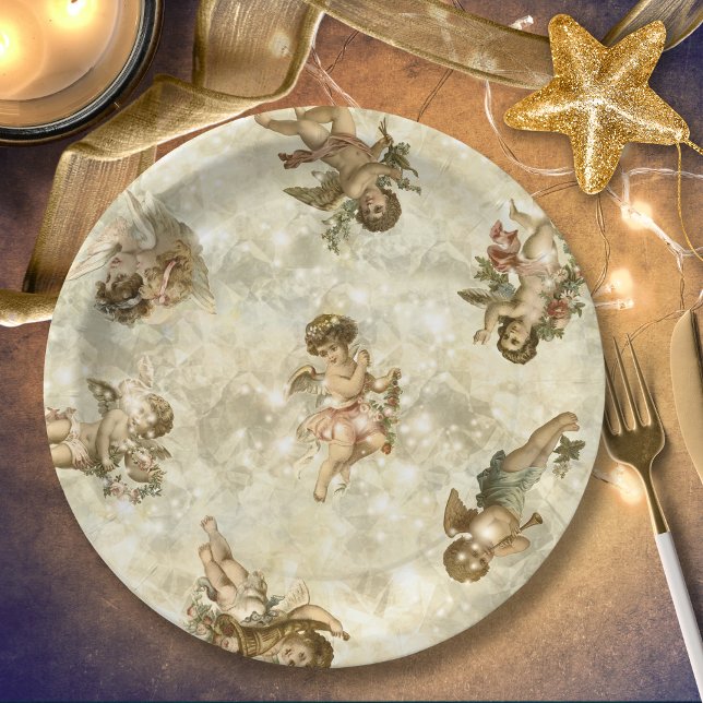 Assiettes En Carton Angels vintages Glittering Gold ID136 (Créateur téléchargé)