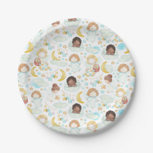 Assiettes En Carton Anges adorables et étoiles Aquarelle Art