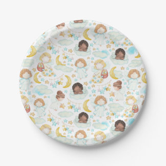 Assiettes En Carton Anges adorables et étoiles Aquarelle Art