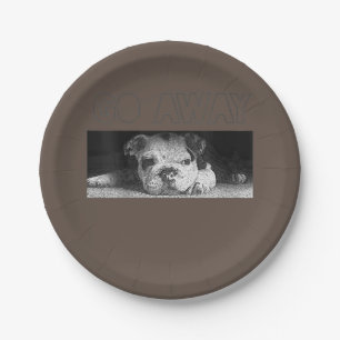 Assiettes En Carton Anglais Bulldog Chiot Distances Sociales S'Éloigne