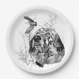 Assiettes En Carton Anglais Setter, Chasse à la bécasse
