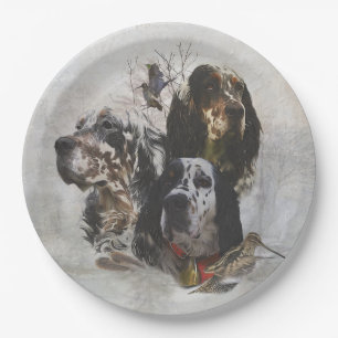 Assiettes En Carton Anglais Setter, chasse à la bécasse