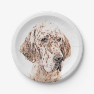 Assiettes En Carton Anglais Setter Orange Belton Peinture Chien Art