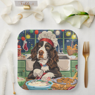 Assiettes En Carton Anglais Springer Spaniel Gastronomie : Festif