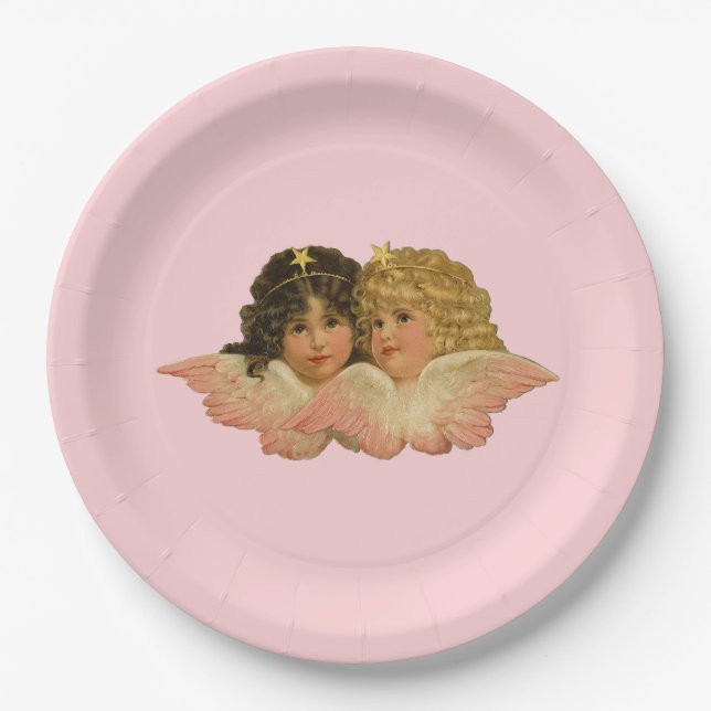 Assiettes En Carton Angles victoriens rose pâle (Devant)