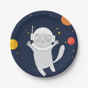 Assiettes En Carton Animal Astronaut Chat Avec Casque Spatial Clipart
