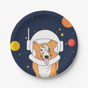 Assiettes En Carton Animal Astronaute Corgi Avec Casque Spatial Clipar