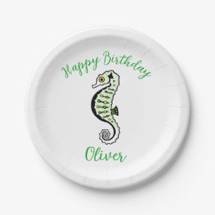 Assiettes En Carton Animal - Cool SEAHORSE - Joyeux anniversaire -