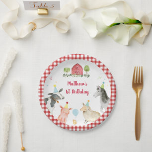 Assiettes En Carton Animal de ferme Barnyard Vert Anniversaire