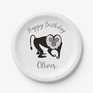 Assiettes En Carton Animal - Lion-tailed MACAQUE - Faune - Fête