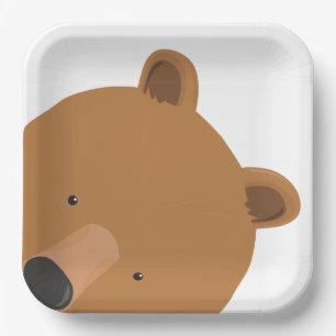 Assiettes En Carton Animal mignon du visage de l'ours