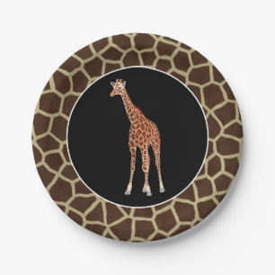 Assiettes En Carton Animal sauvage de girafe mignonne de safari