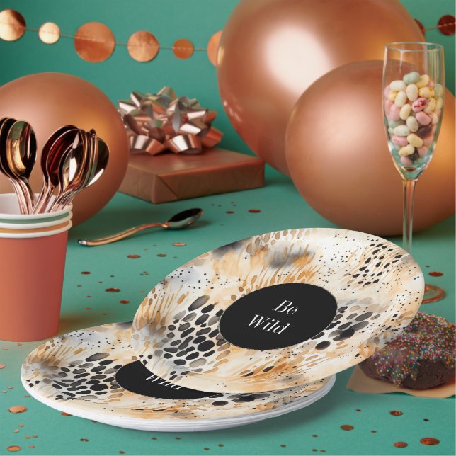 Assiettes En Carton Animal sauvage léopard crème noir   (Multi)
