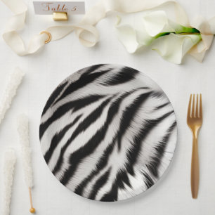 Assiettes En Carton Animal Zèbre noir blanc