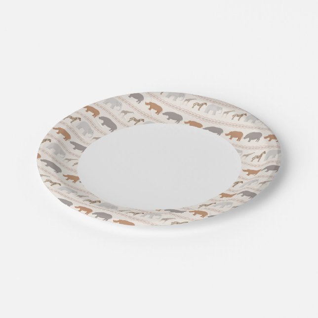 Assiettes En Carton Animaux africains motif 1 (Angle)