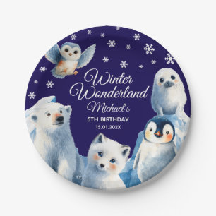 Assiettes En Carton Animaux arctiques Blue Winter Fête d'anniversaire 