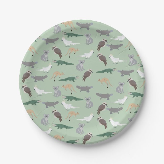 Assiettes En Carton Animaux autochtones australiens Eucalyptus Motif v (Devant)