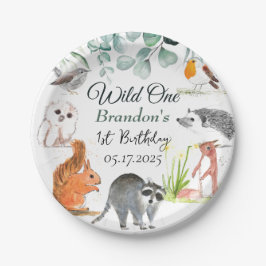 Assiettes En Carton Animaux boisés mignons 1er Anniversaire sauvage un