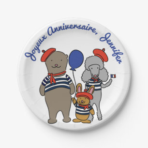 Assiettes En Carton Animaux caricaturaux français mignons Personnalis