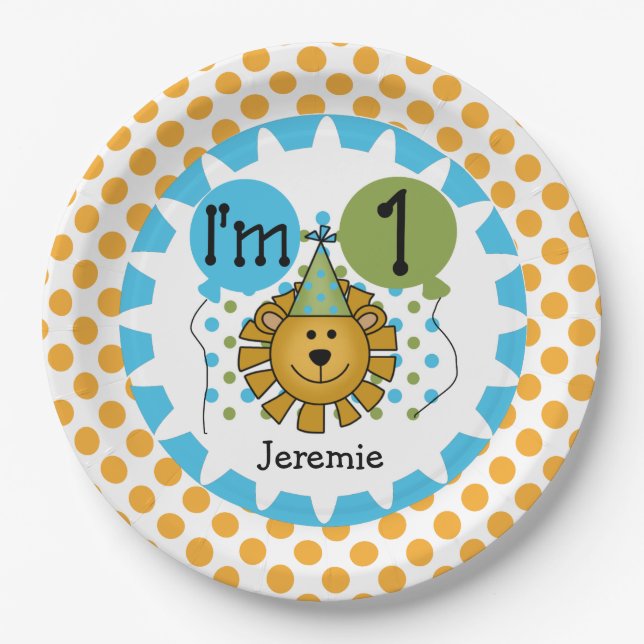 Assiettes En Carton Animaux Circus Lion 1er Plaques Papier Anniversair (Devant)